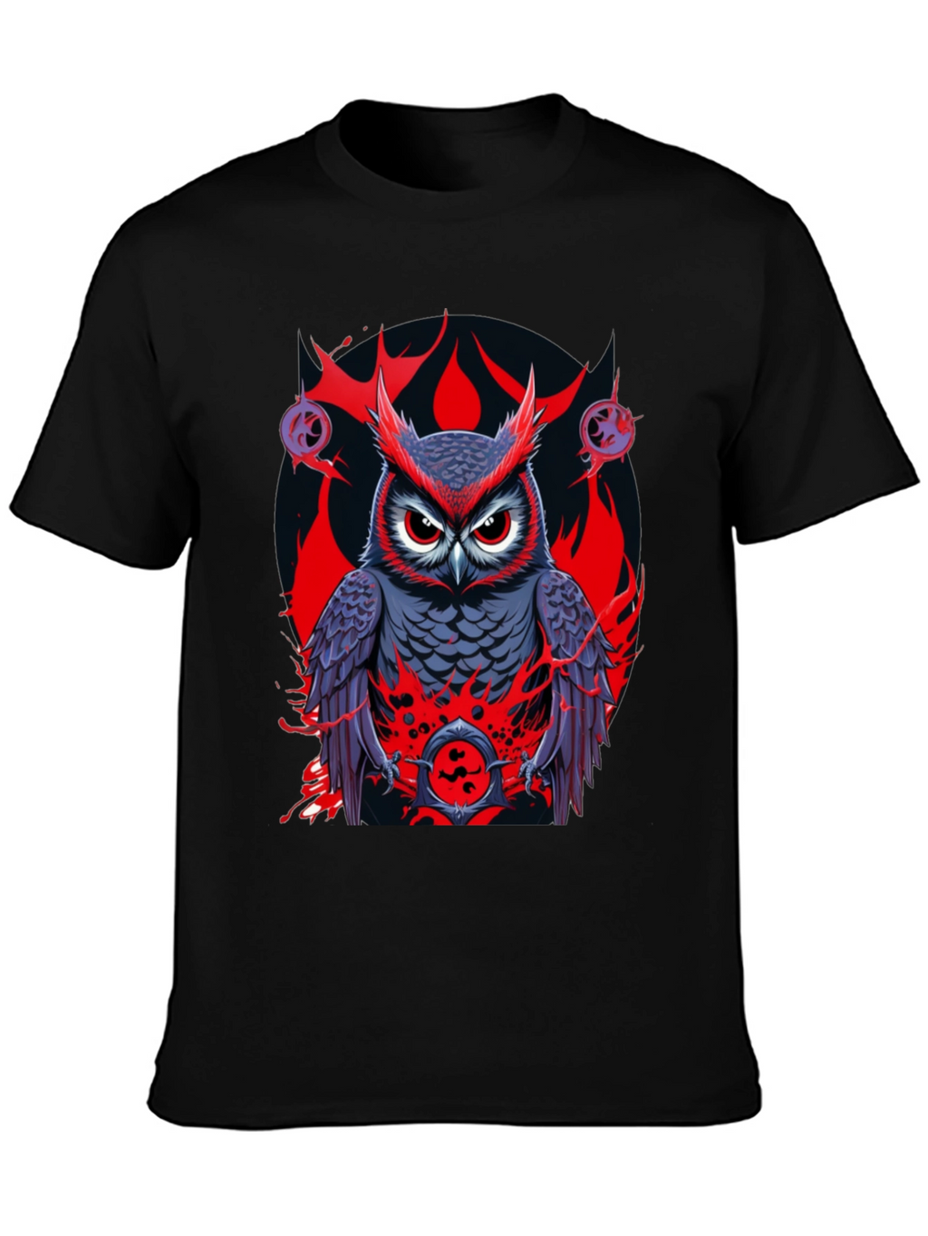 Owl Graphic Print Tee - Mens Black T-Shirt