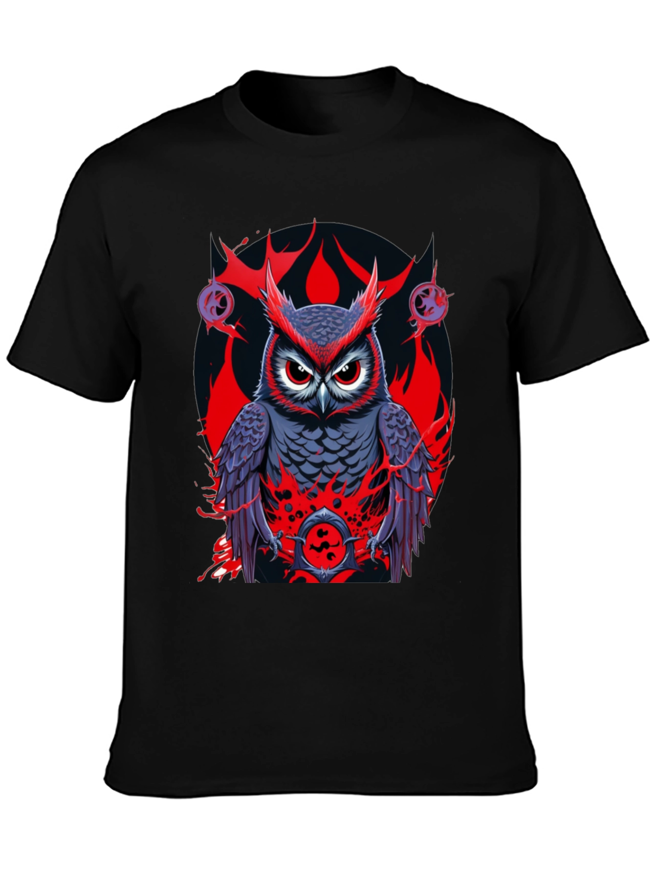 Owl Graphic Print Tee - Mens Black T-Shirt