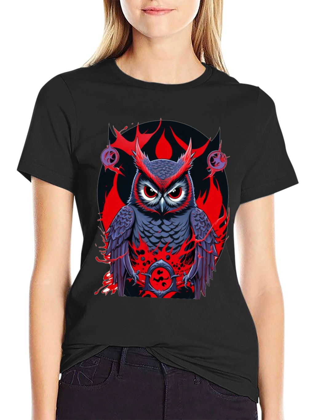 Owl Graphic Print Tee - Mens Black T-Shirt