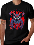 Owl Graphic Print Tee - Mens Black T-Shirt
