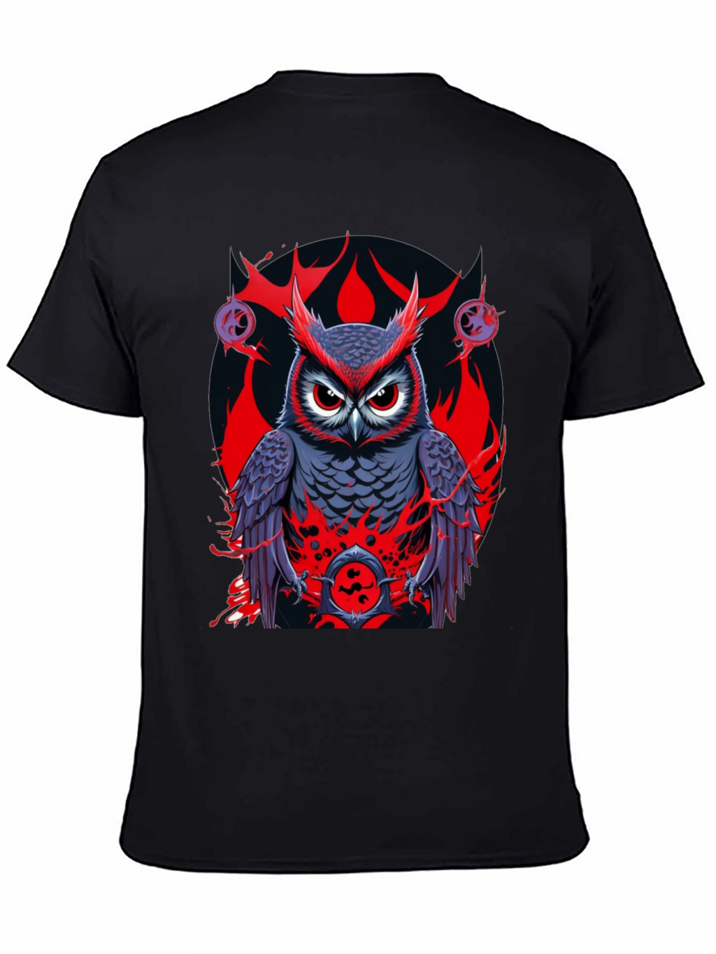 Owl Graphic Print Tee - Mens Black T-Shirt