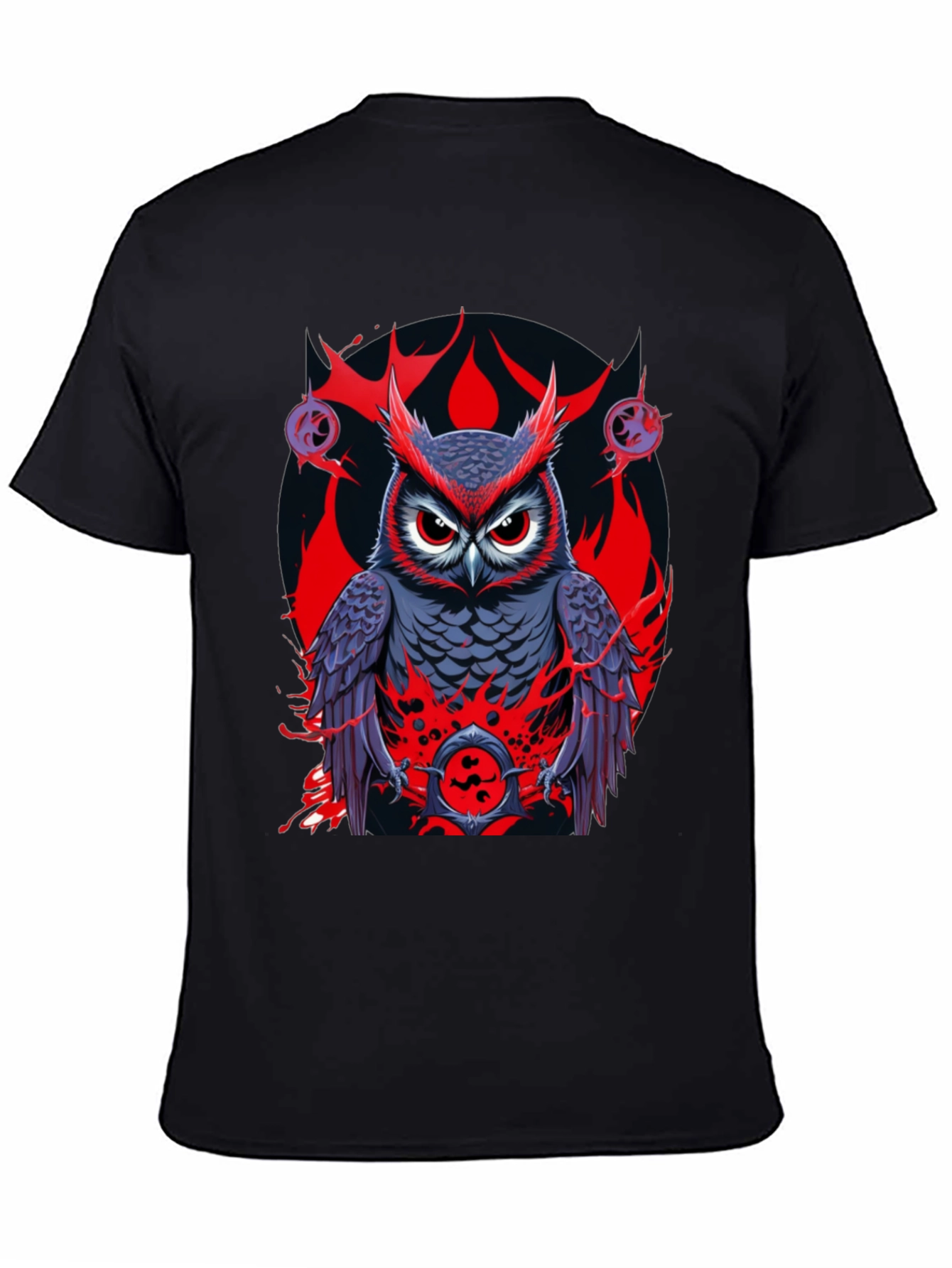 Owl Graphic Print Tee - Mens Black T-Shirt