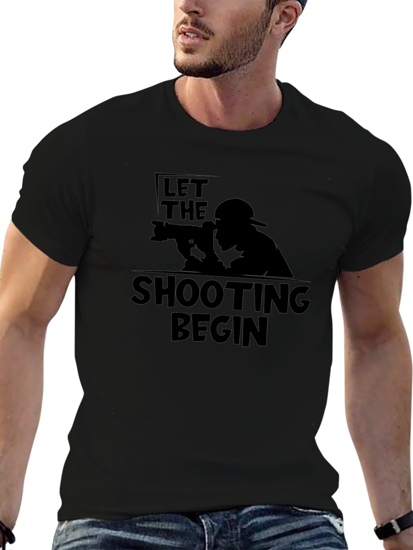 Let The Shooting Begin Black T-Shirt