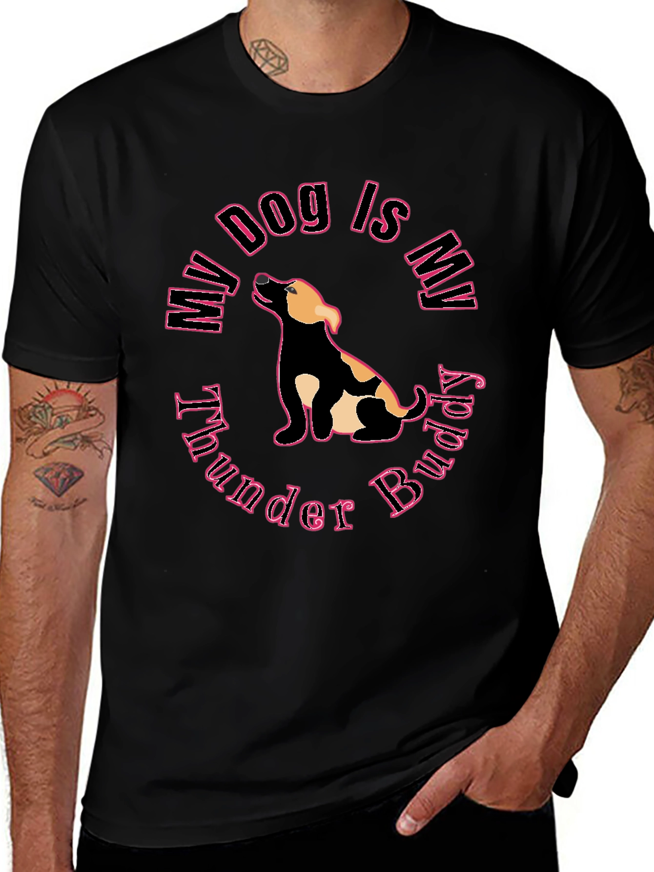 My Dog is My Thunder Buddy Black T-Shirt