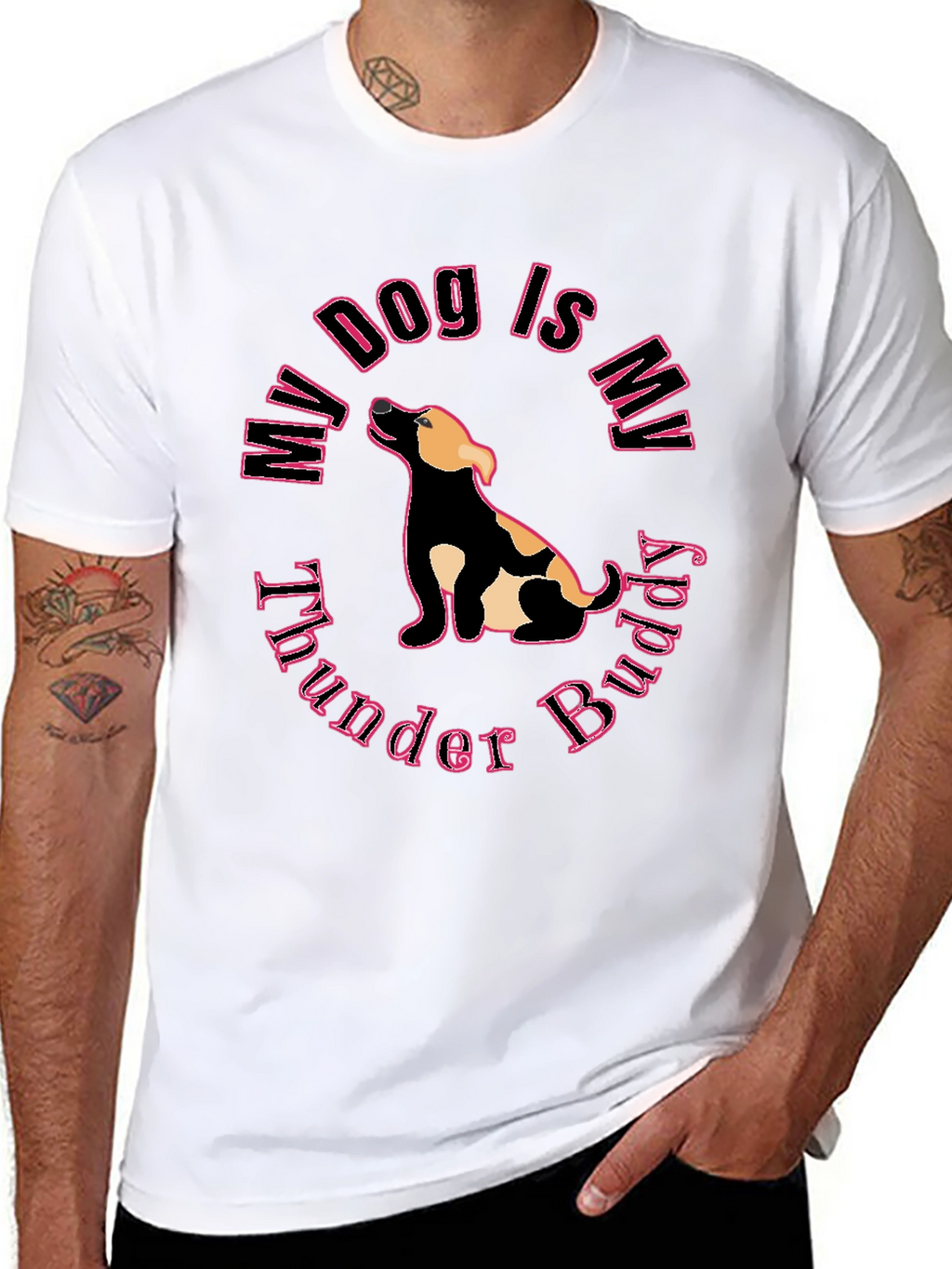 My Dog is My Thunder Buddy Black T-Shirt