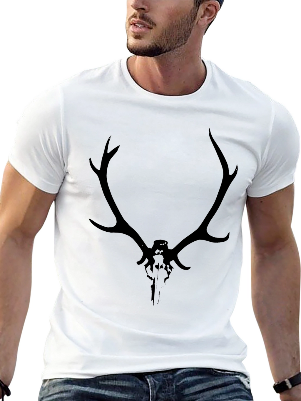Black Deer Skull Graphic Tee