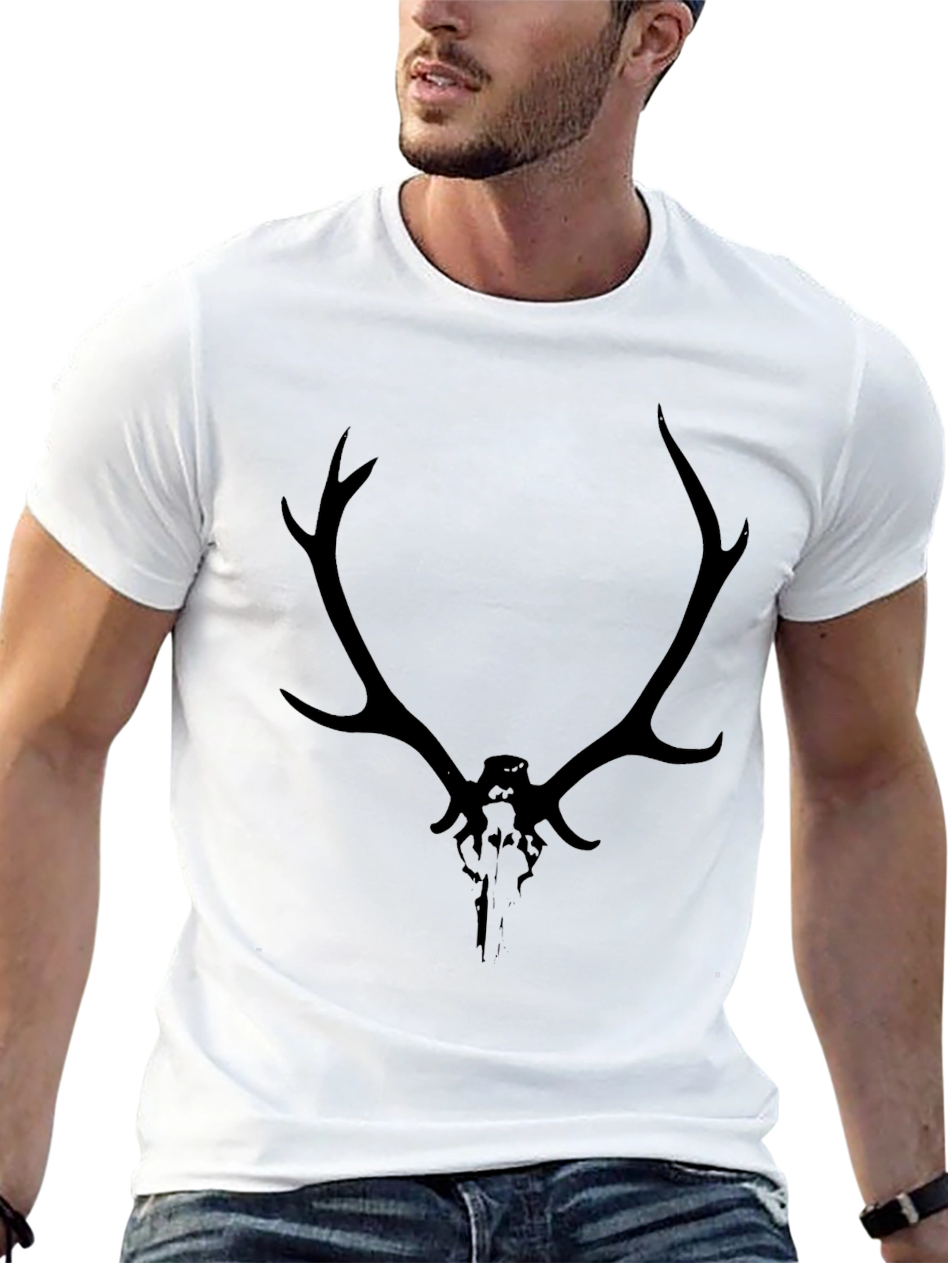 Black Deer Skull Graphic Tee