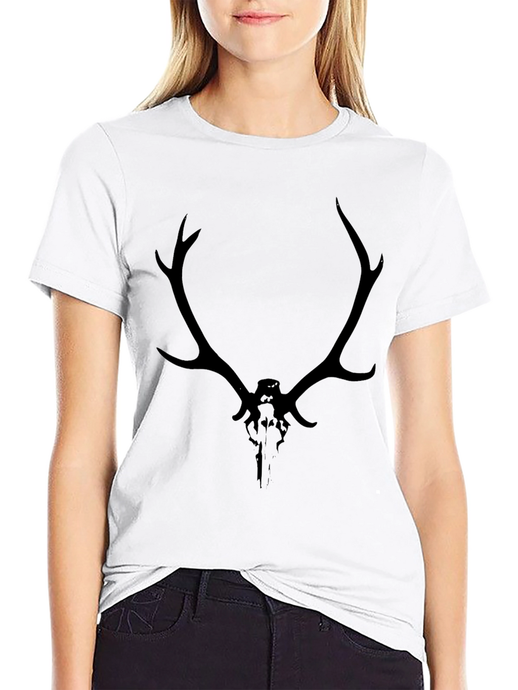 Black Deer Skull Graphic Tee
