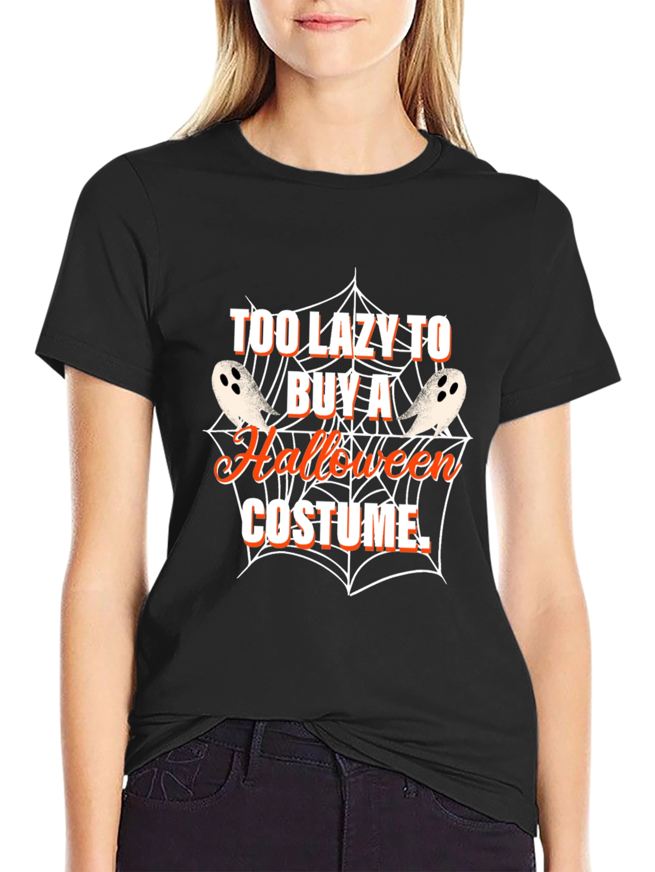 Funny Halloween Costume Tee - Too Lazy Ghost Web T-Shirt
