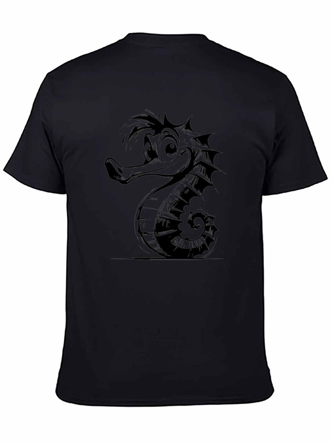 Cartoon Seahorse Graphic Print Tee