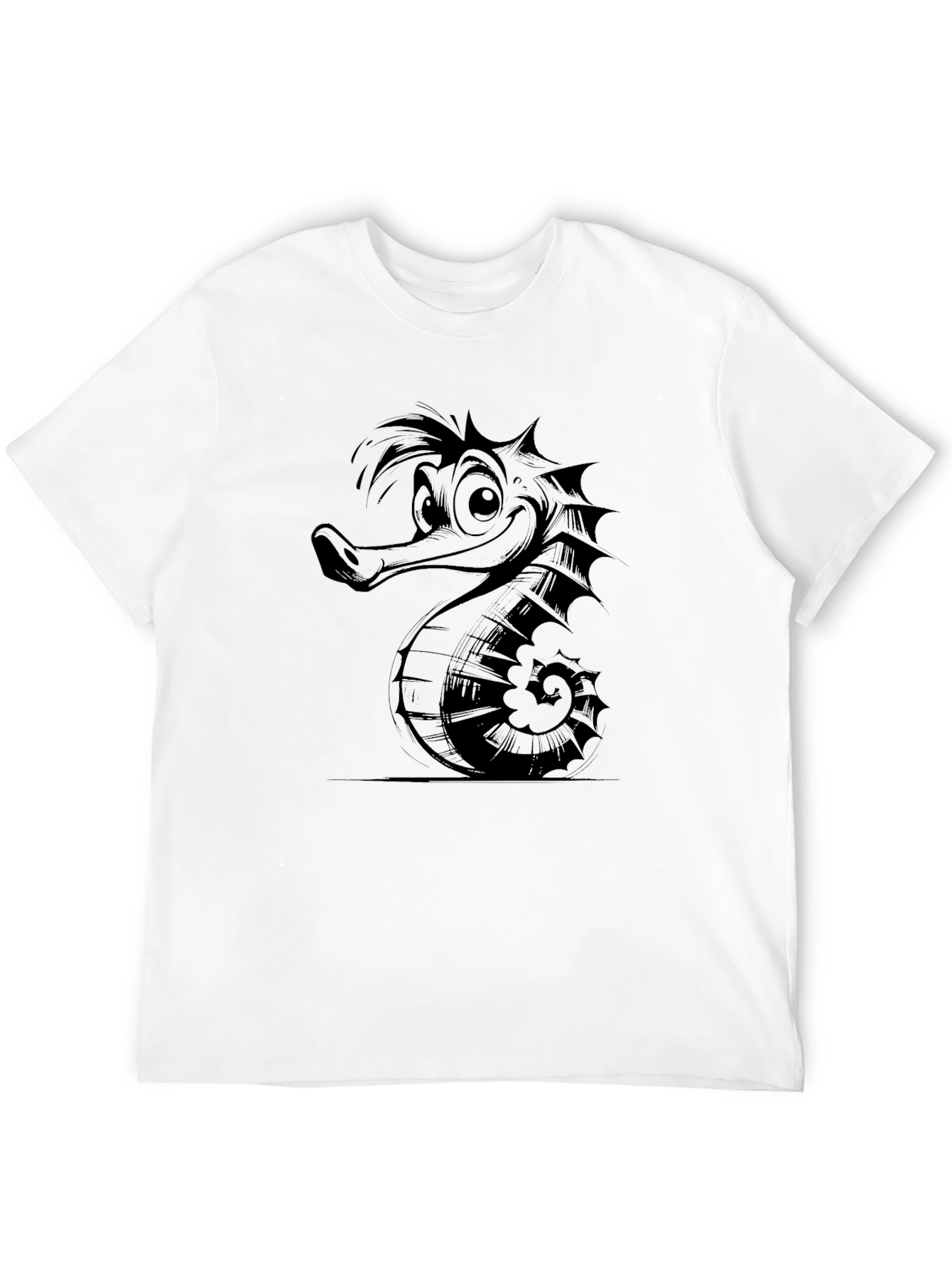 Cartoon Seahorse Graphic Print Tee
