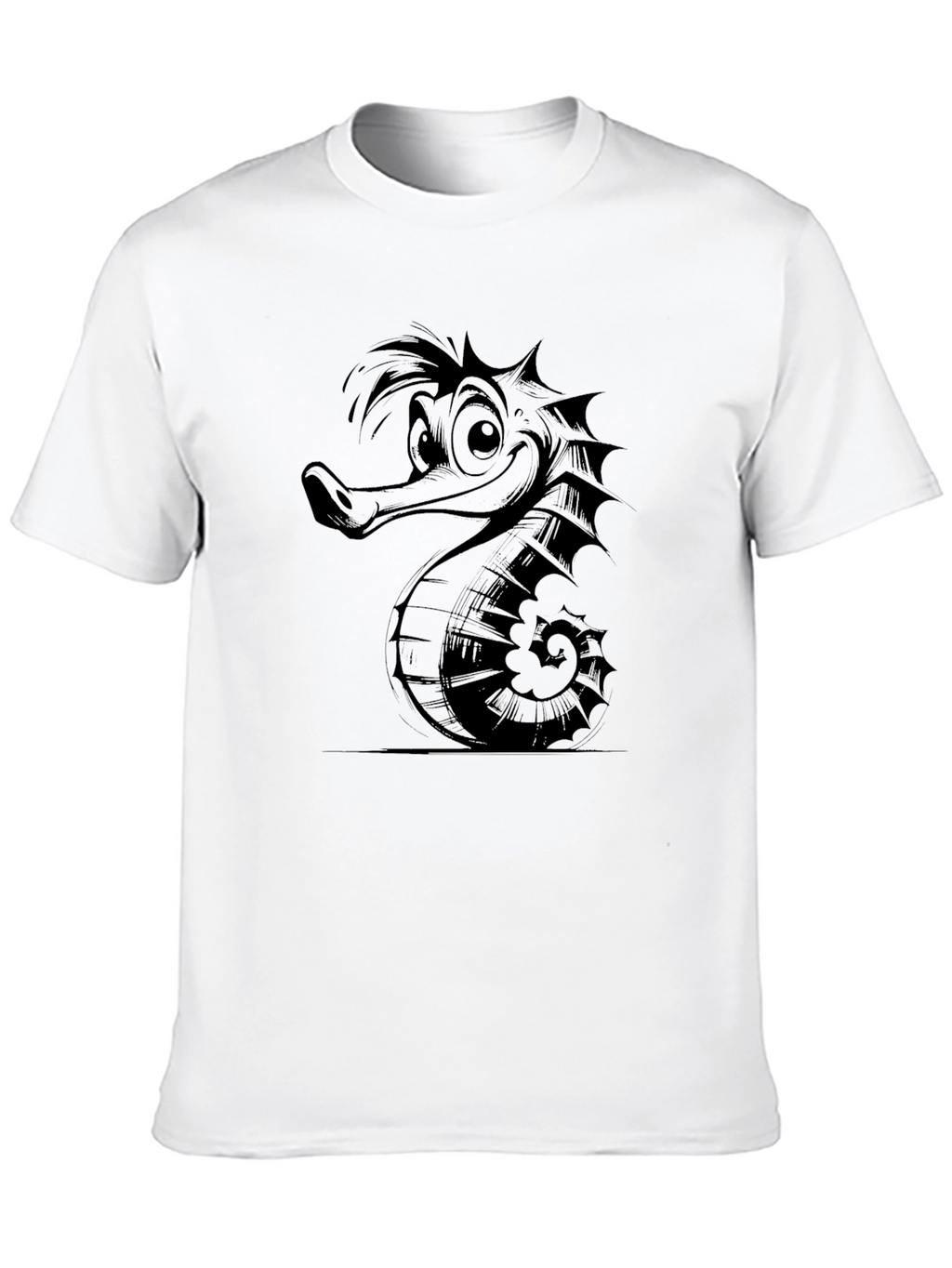 Cartoon Seahorse Graphic Print Tee