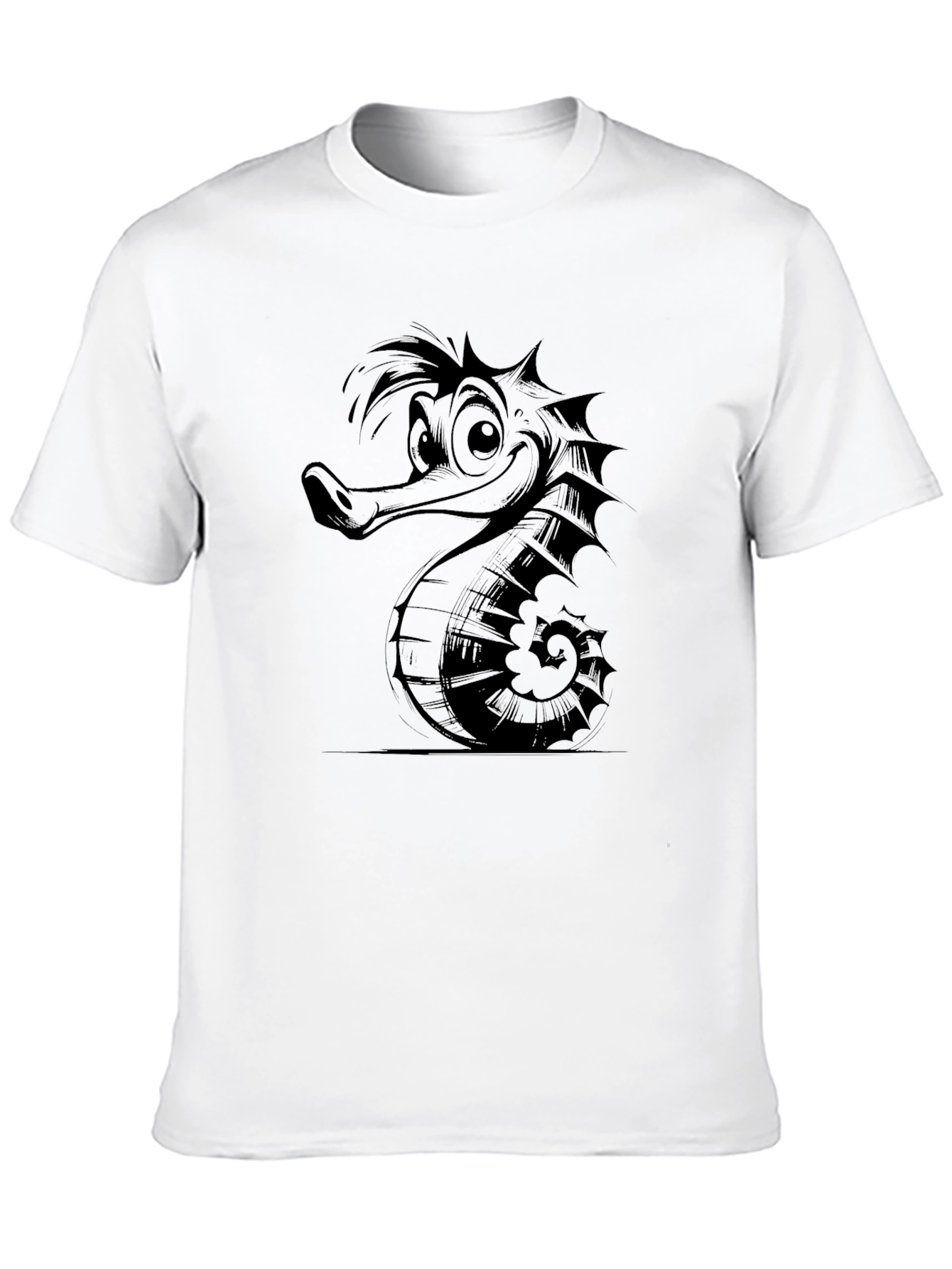 Cartoon Seahorse Graphic Print Tee