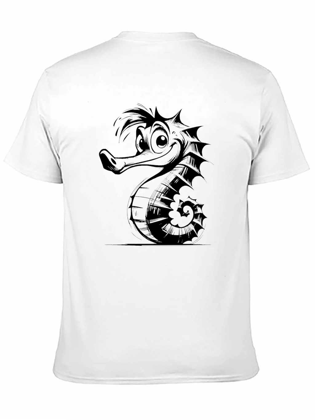 Cartoon Seahorse Graphic Print Tee