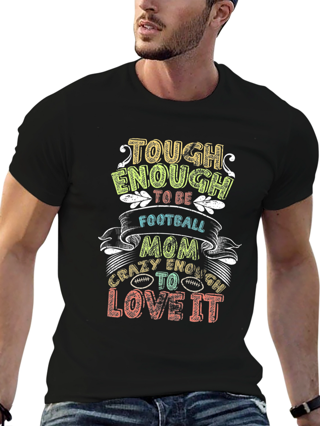 Tough Enough Football Mom Graphic T-Shirt