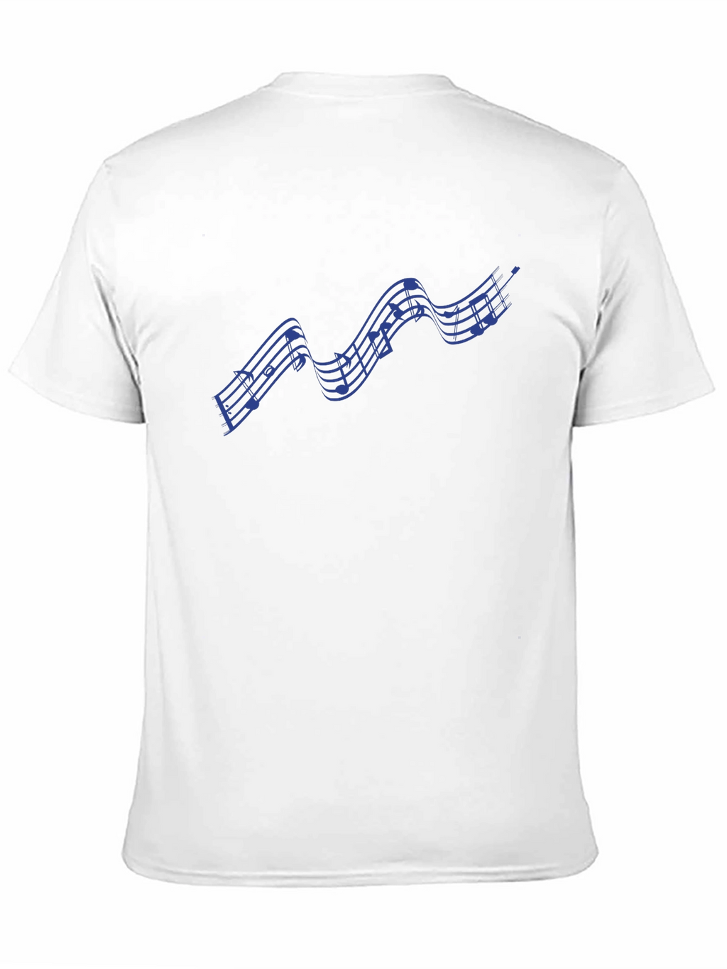 Black T-Shirt with Blue Musical Notes Design