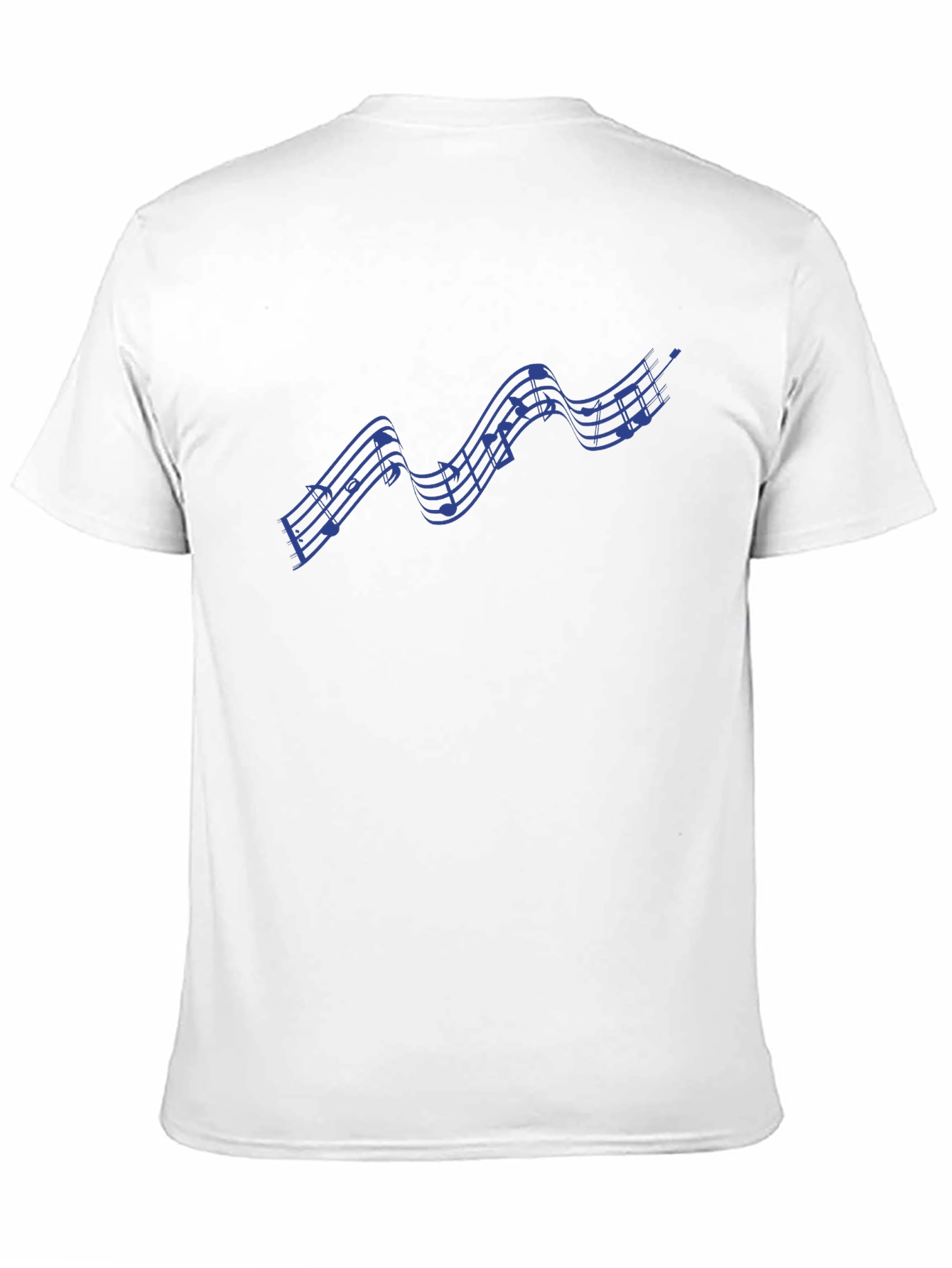 Black T-Shirt with Blue Musical Notes Design