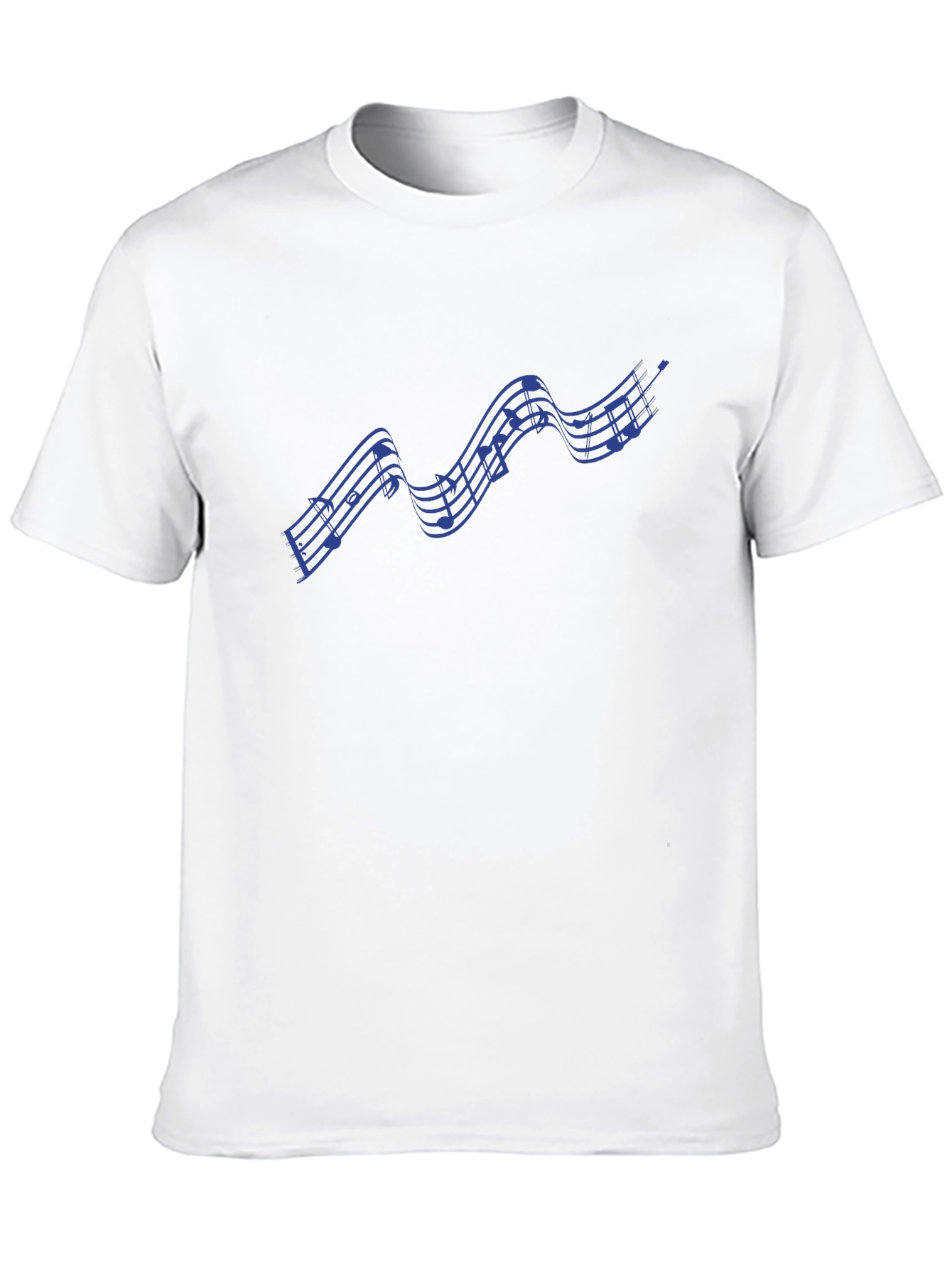 Black T-Shirt with Blue Musical Notes Design