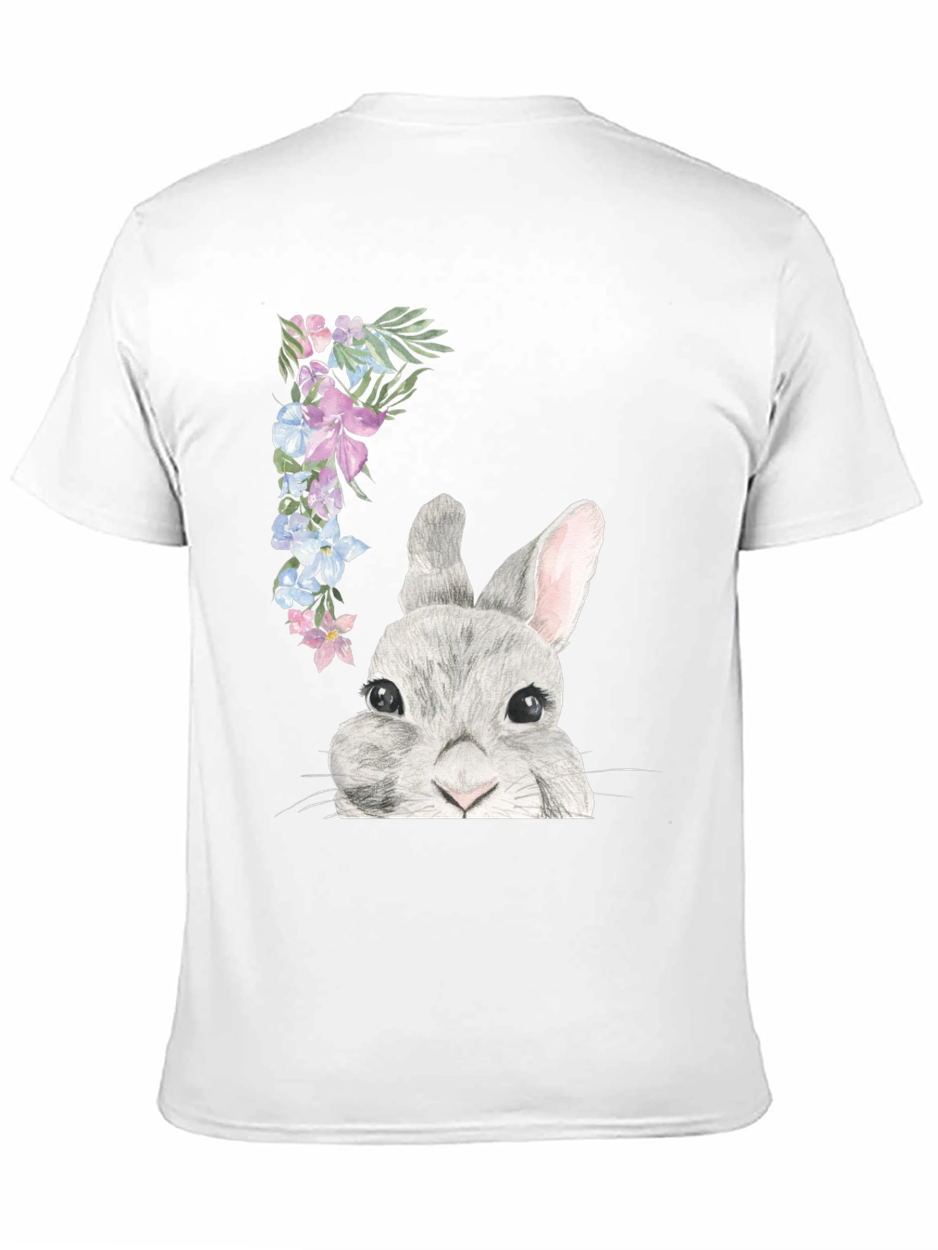 Floral Bunny Graphic Tee - Mens Black T-Shirt