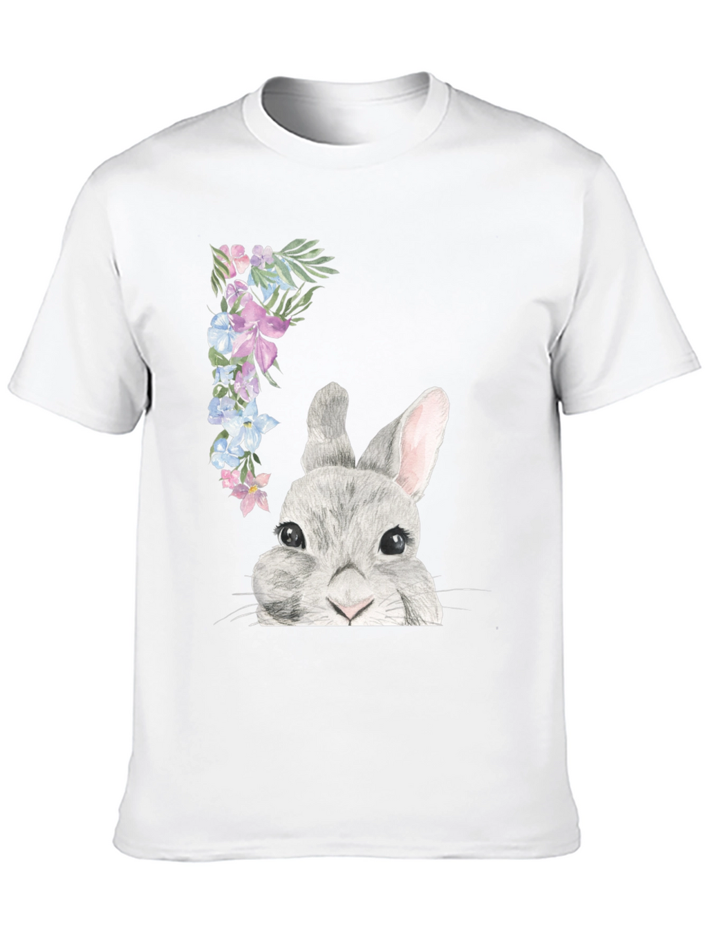 Floral Bunny Graphic Tee - Mens Black T-Shirt