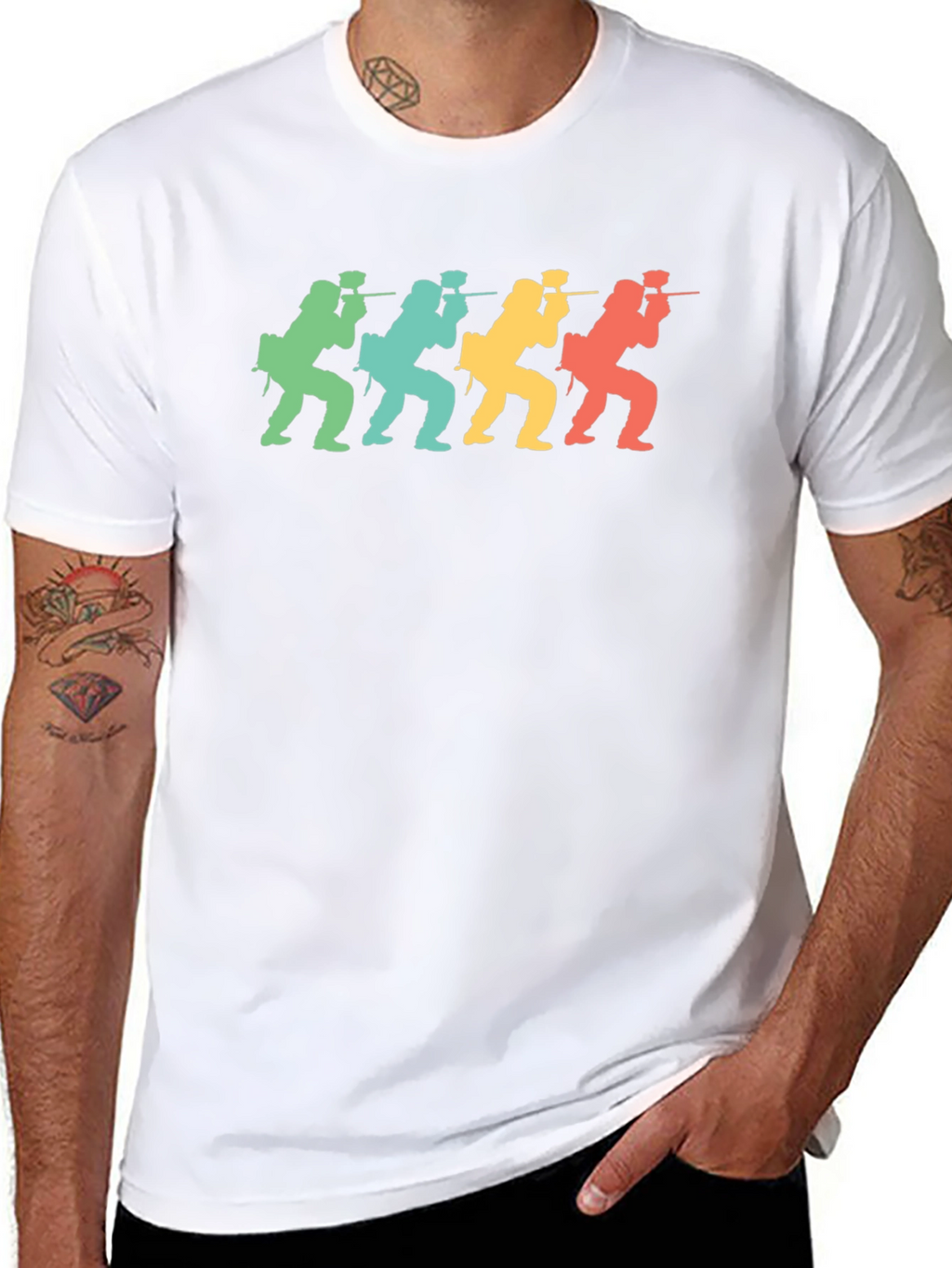 Retro Paintball Player Graphic Tee - Black