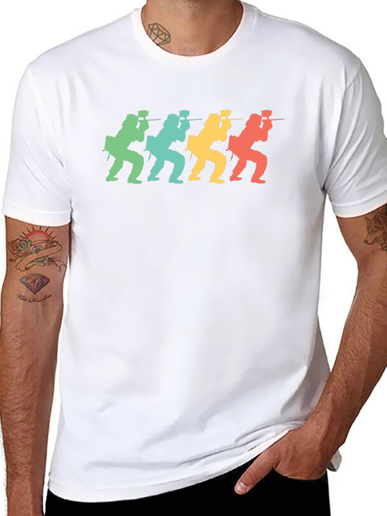 Retro Paintball Player Graphic Tee - Black