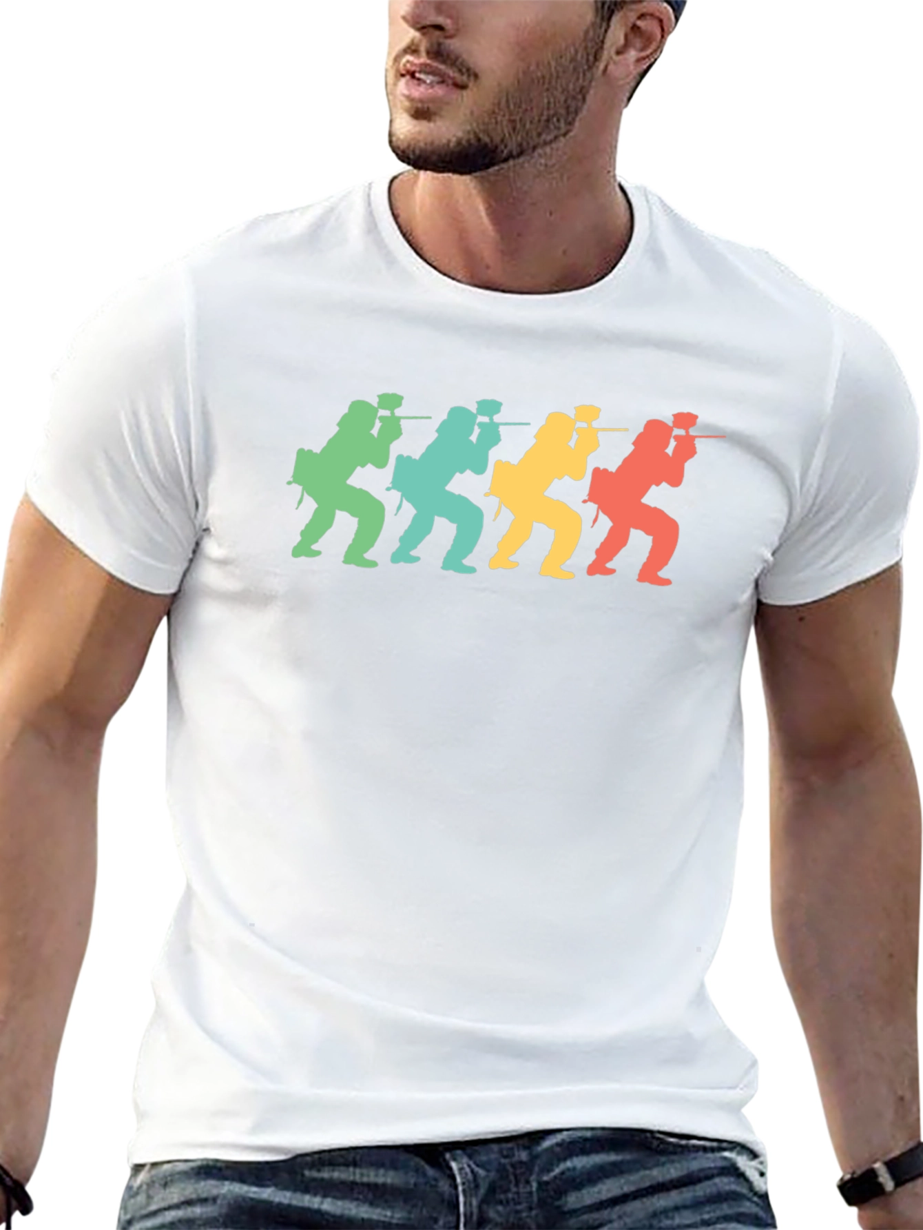 Retro Paintball Player Graphic Tee - Black