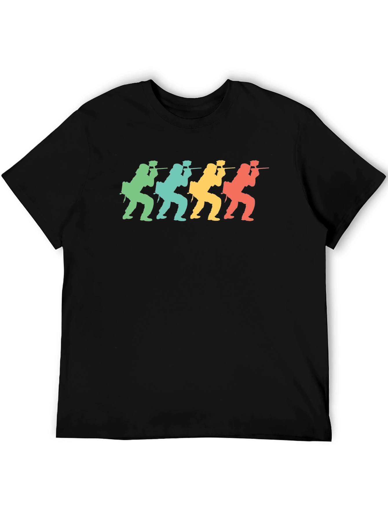Retro Paintball Player Graphic Tee - Black