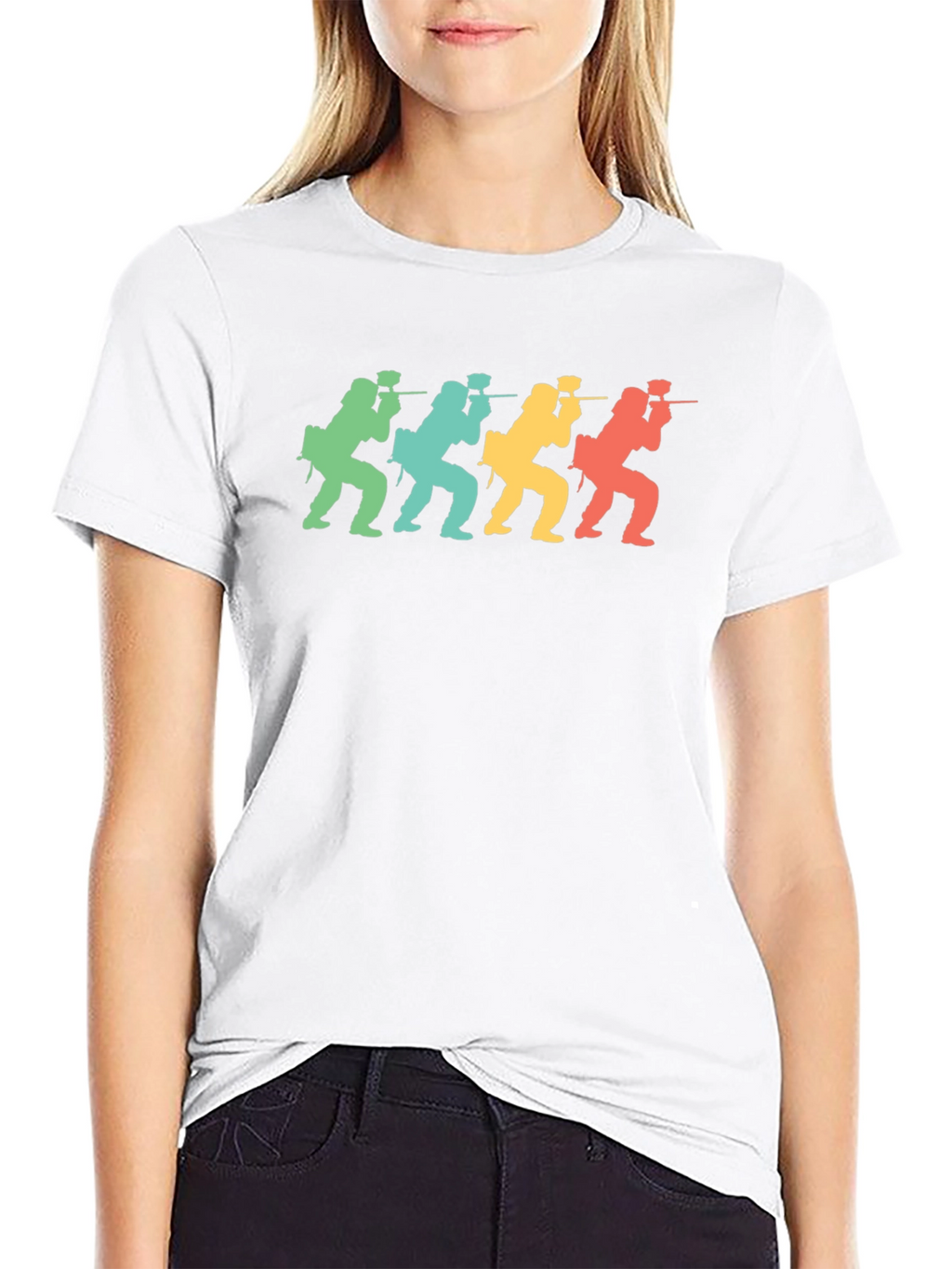 Retro Paintball Player Graphic Tee - Black