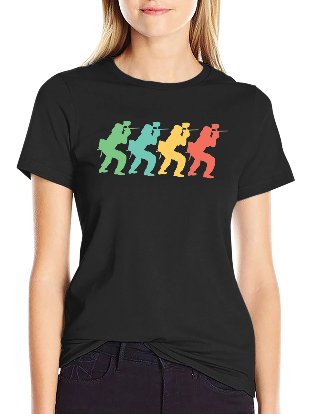 Retro Paintball Player Graphic Tee - Black