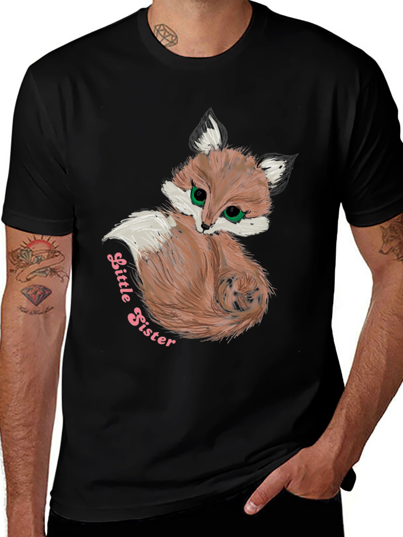 Cute Fox Little Sister Graphic Tee - Soft & Stylish