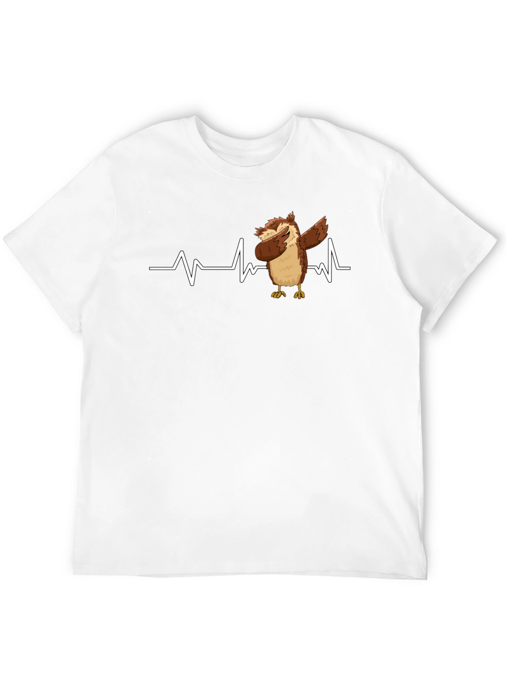 Owl Dabbing Heartbeat Black T-Shirt