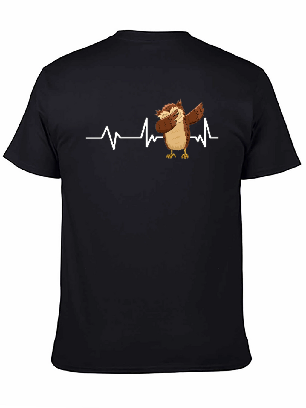 Owl Dabbing Heartbeat Black T-Shirt