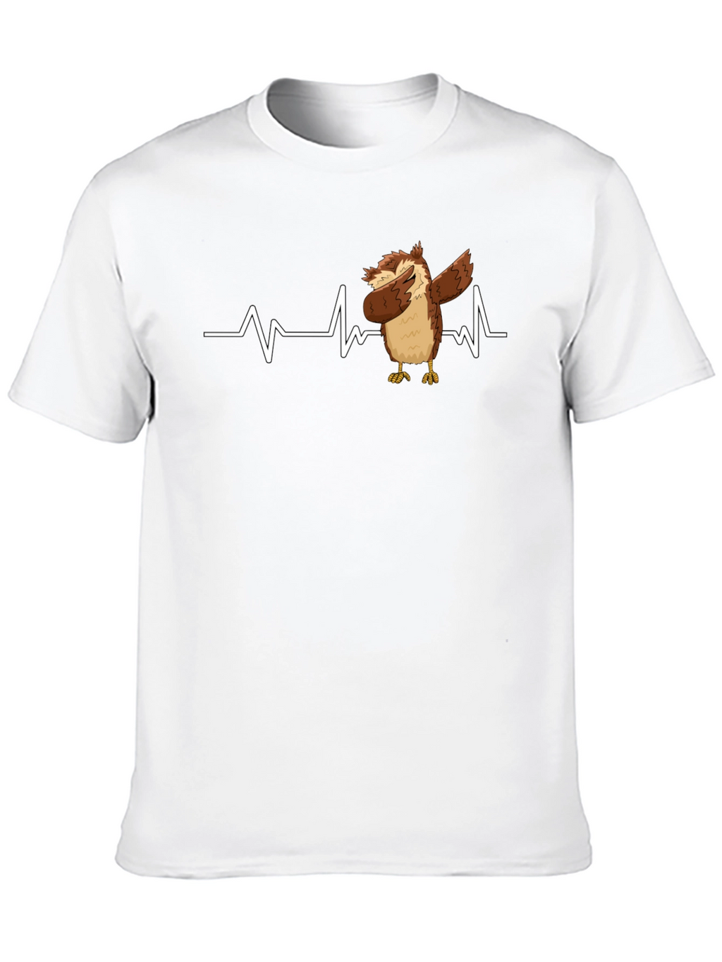 Owl Dabbing Heartbeat Black T-Shirt
