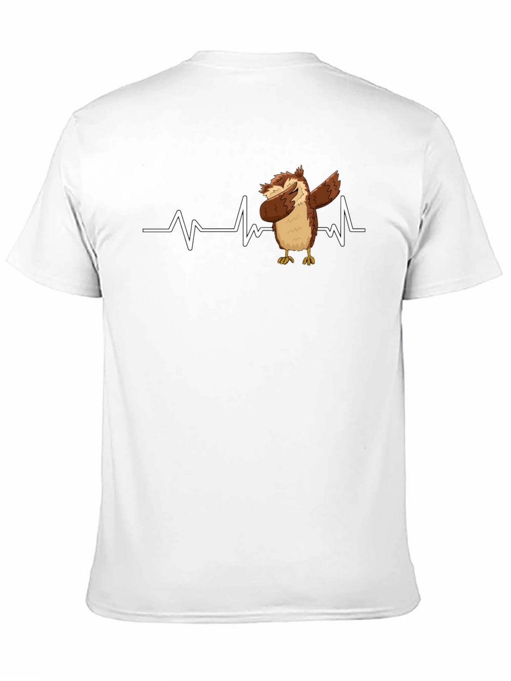 Owl Dabbing Heartbeat Black T-Shirt