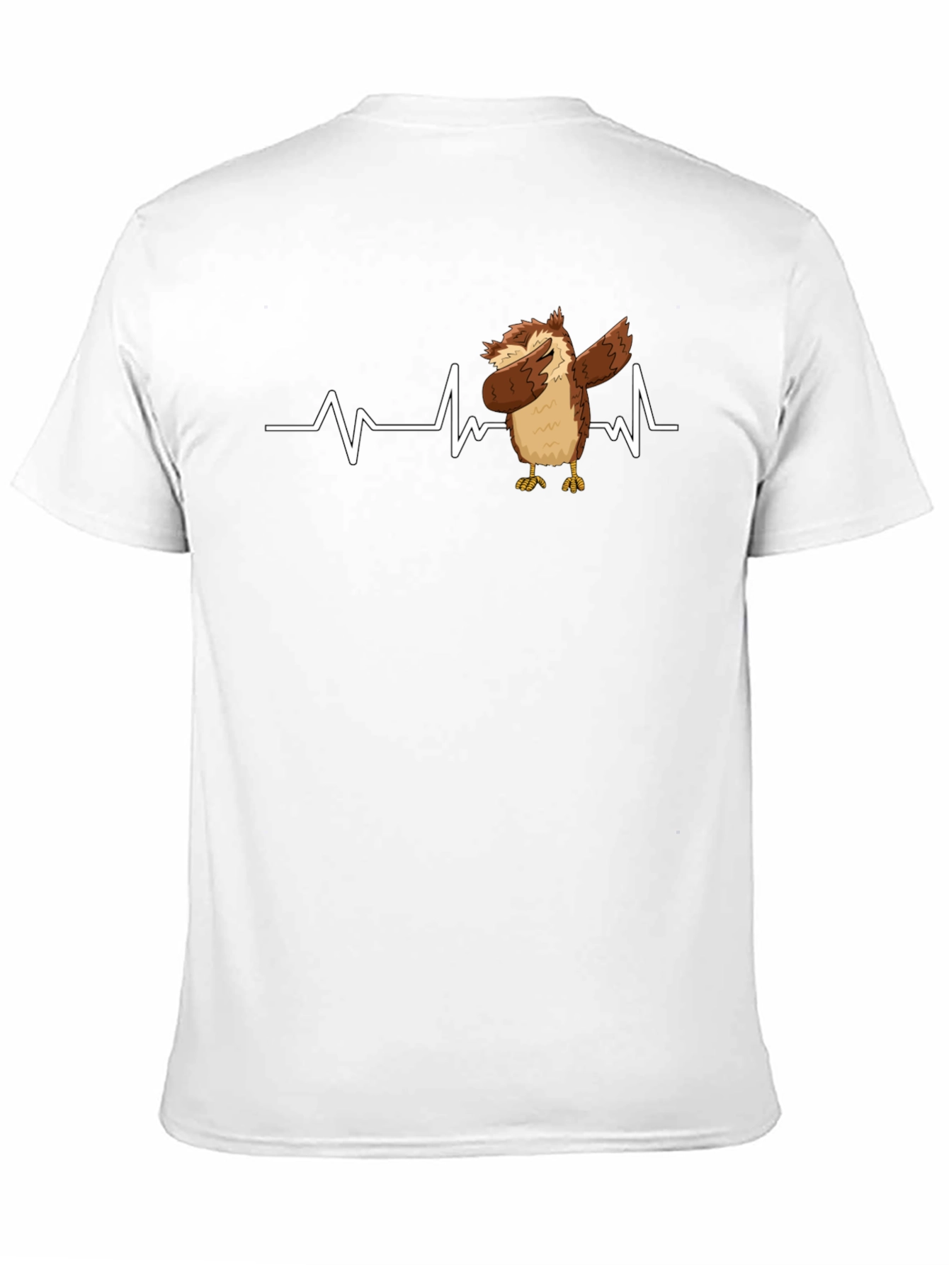 Owl Dabbing Heartbeat Black T-Shirt