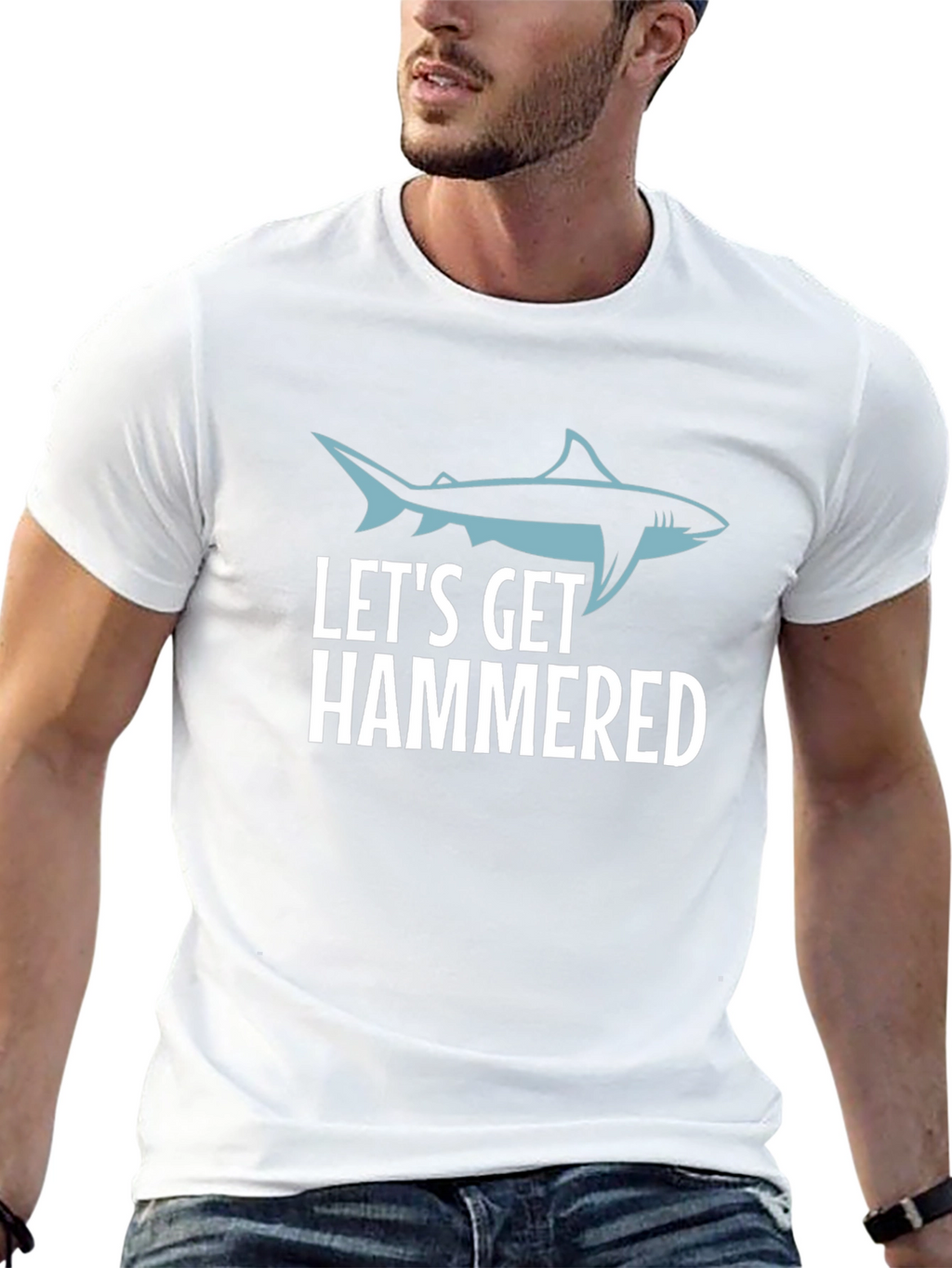 Lets Get Hammered Shark Graphic Tee - Black