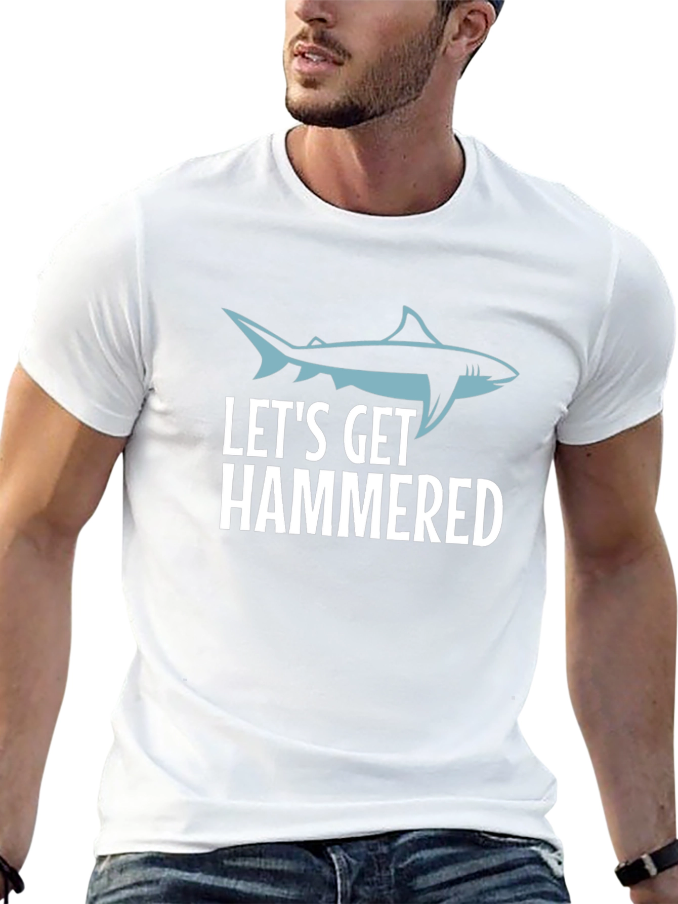 Lets Get Hammered Shark Graphic Tee - Black
