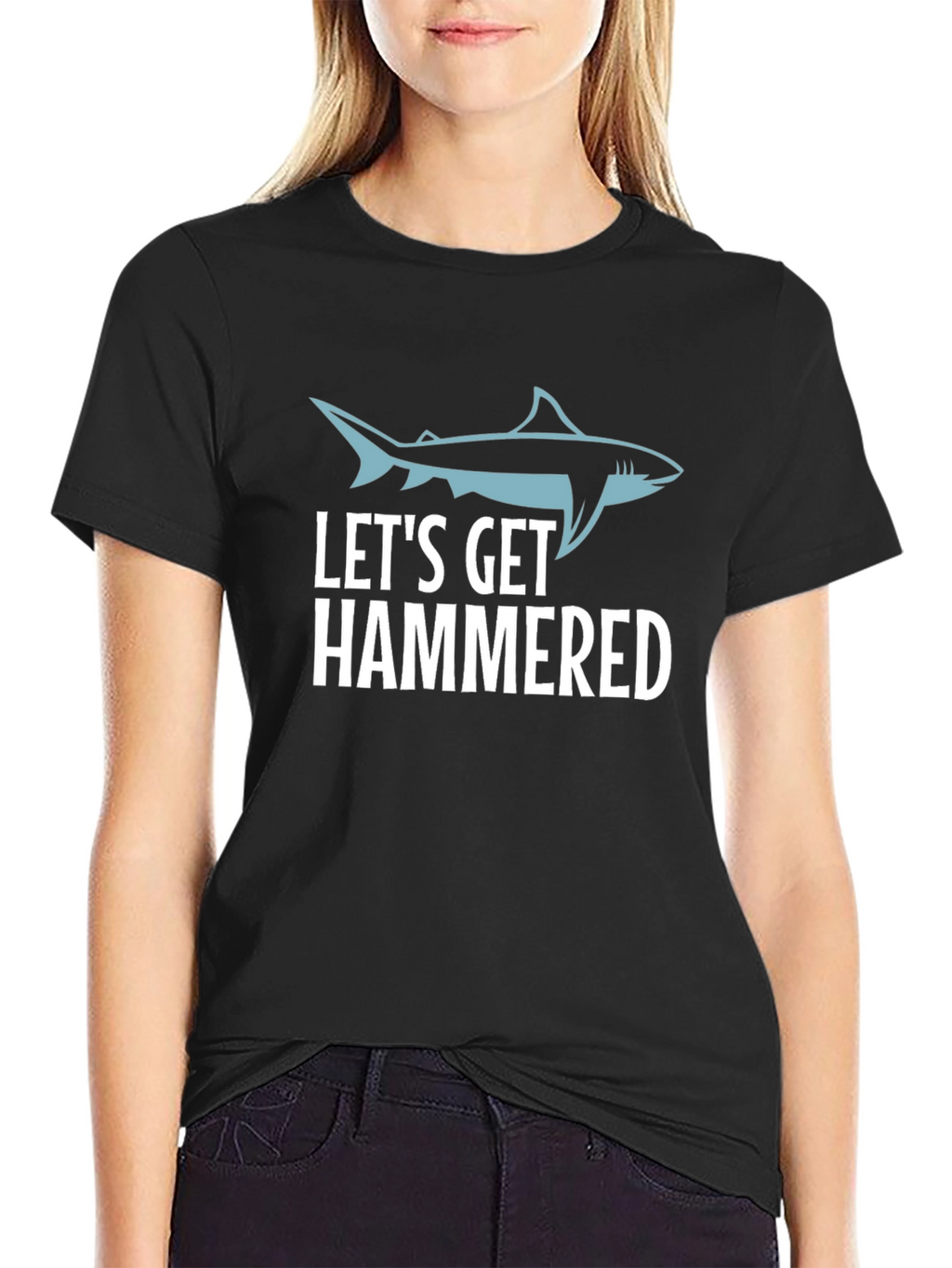 Lets Get Hammered Shark Graphic Tee - Black