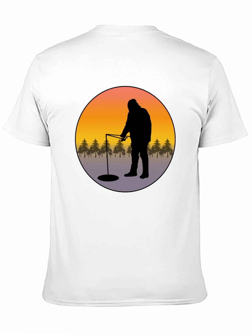 Ice Fishing Graphic Tee - Black Cotton Comfort