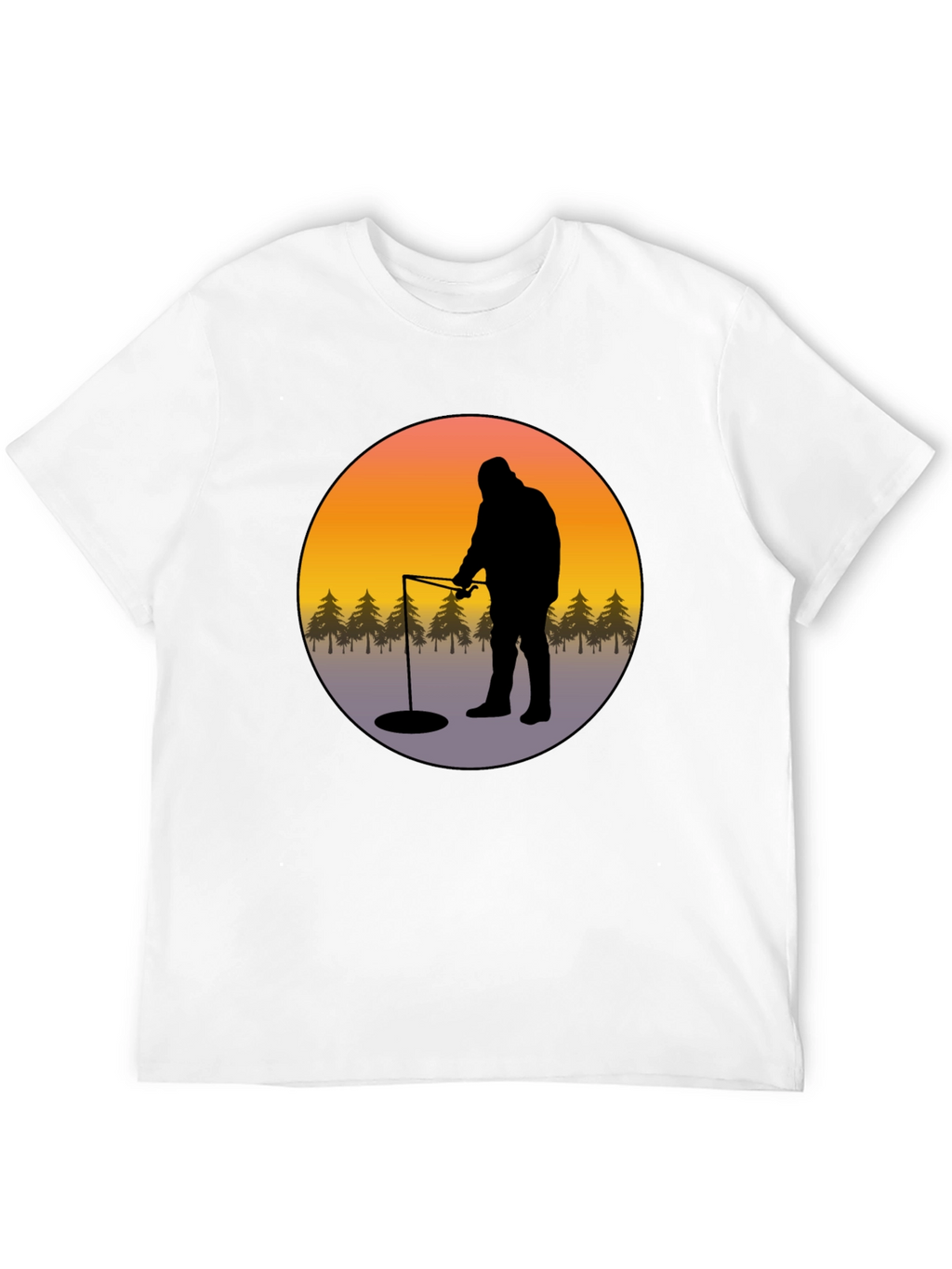 Ice Fishing Graphic Tee - Black Cotton Comfort