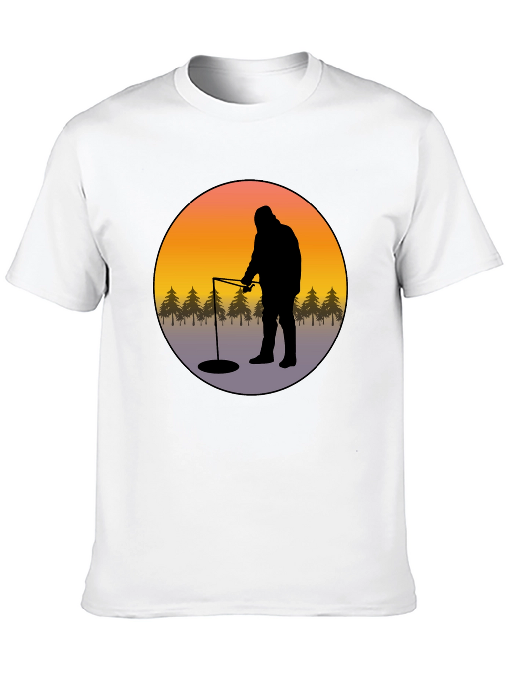 Ice Fishing Graphic Tee - Black Cotton Comfort