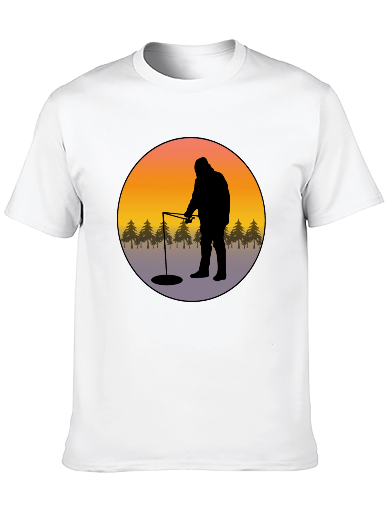 Ice Fishing Graphic Tee - Black Cotton Comfort