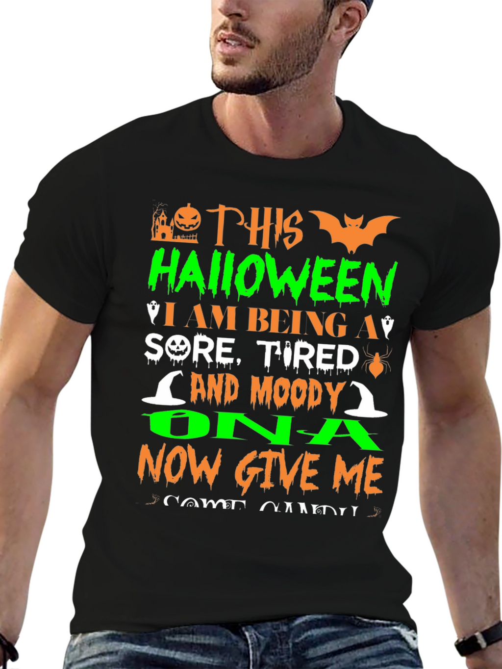 Funny Halloween Sore Tired Moody Graphic T-Shirt