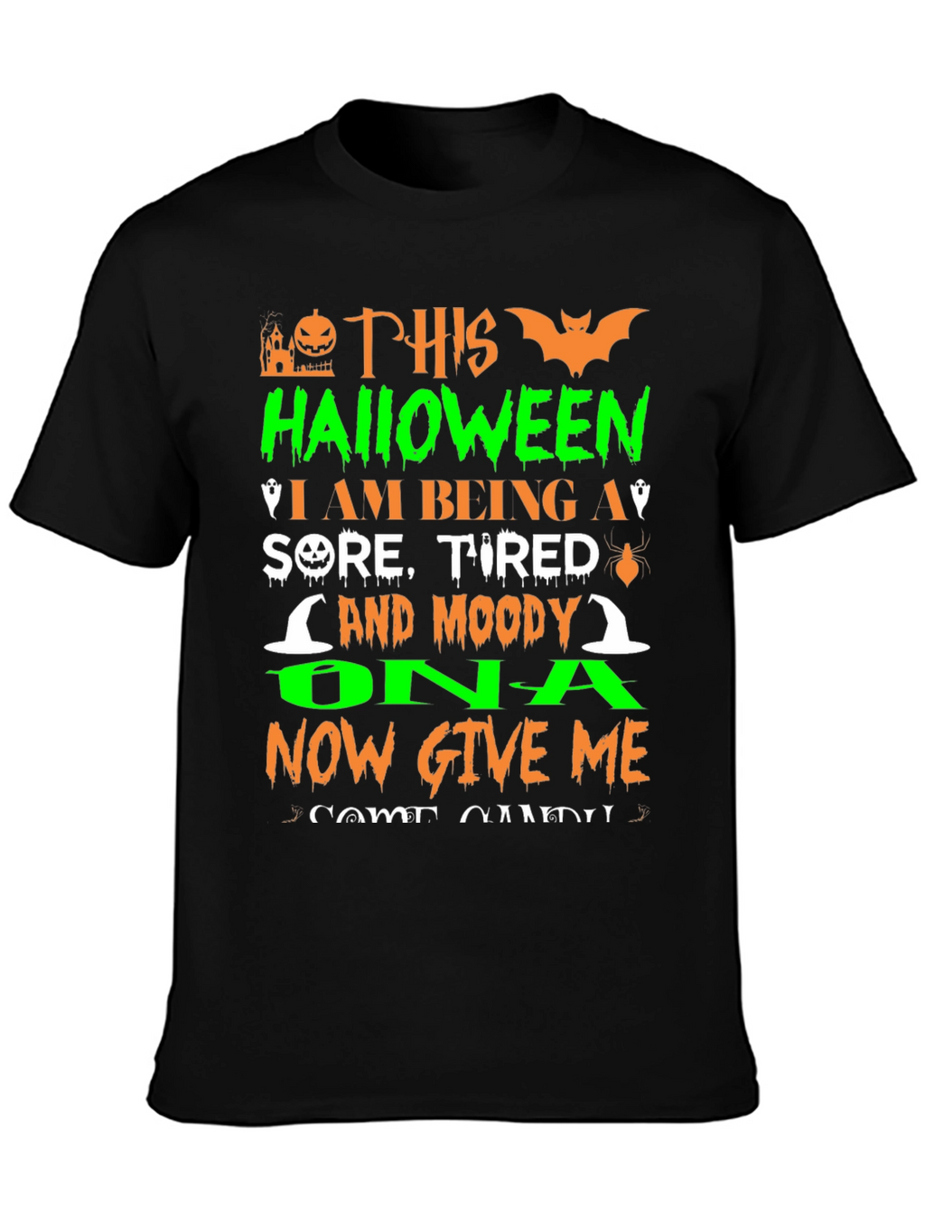 Funny Halloween Sore Tired Moody Graphic T-Shirt