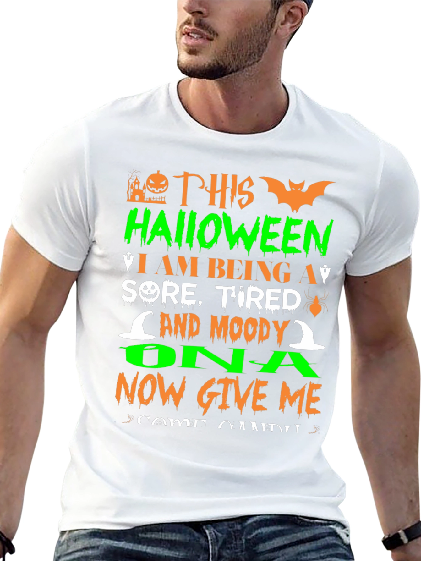 Funny Halloween Sore Tired Moody Graphic T-Shirt