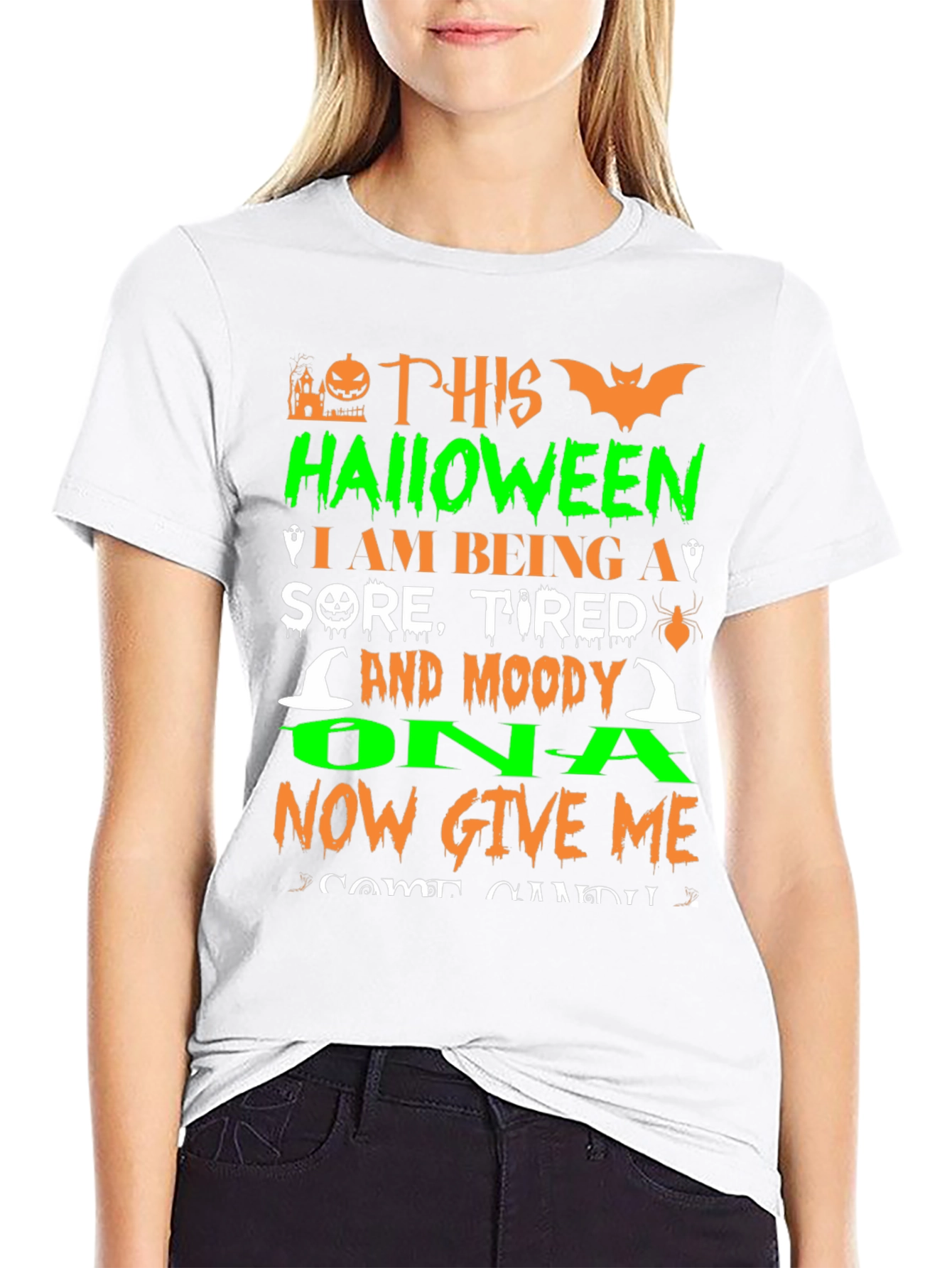 Funny Halloween Sore Tired Moody Graphic T-Shirt
