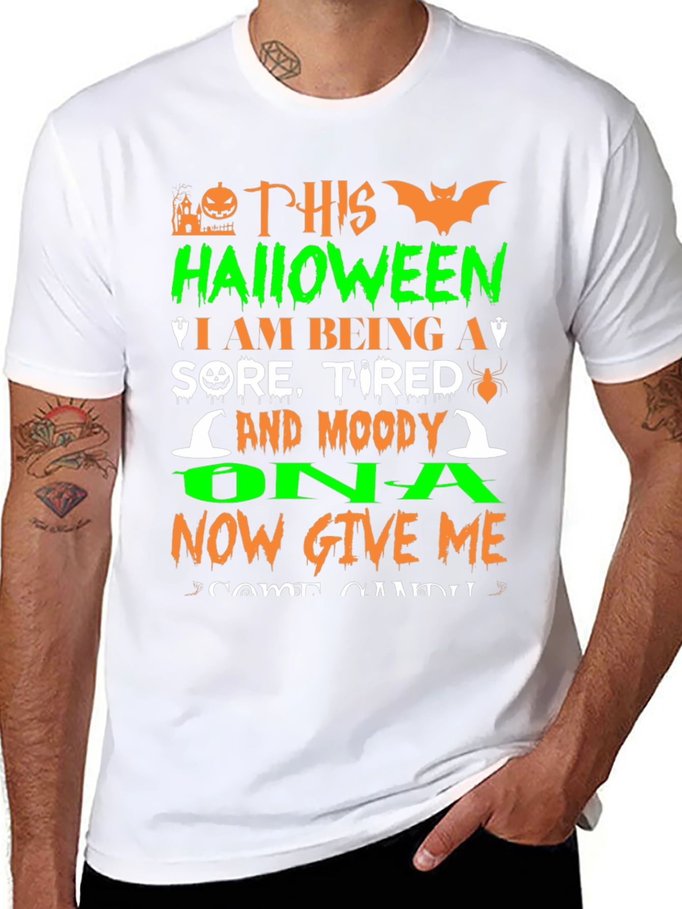 Funny Halloween Sore Tired Moody Graphic T-Shirt