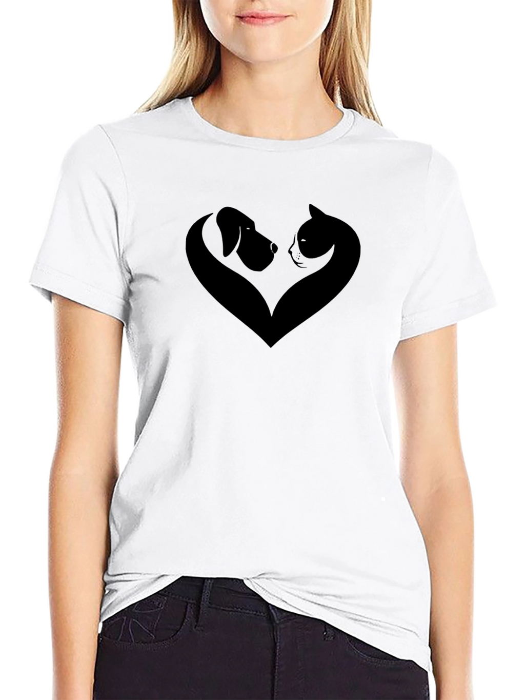 Dog & Cat Heart Graphic T-Shirt