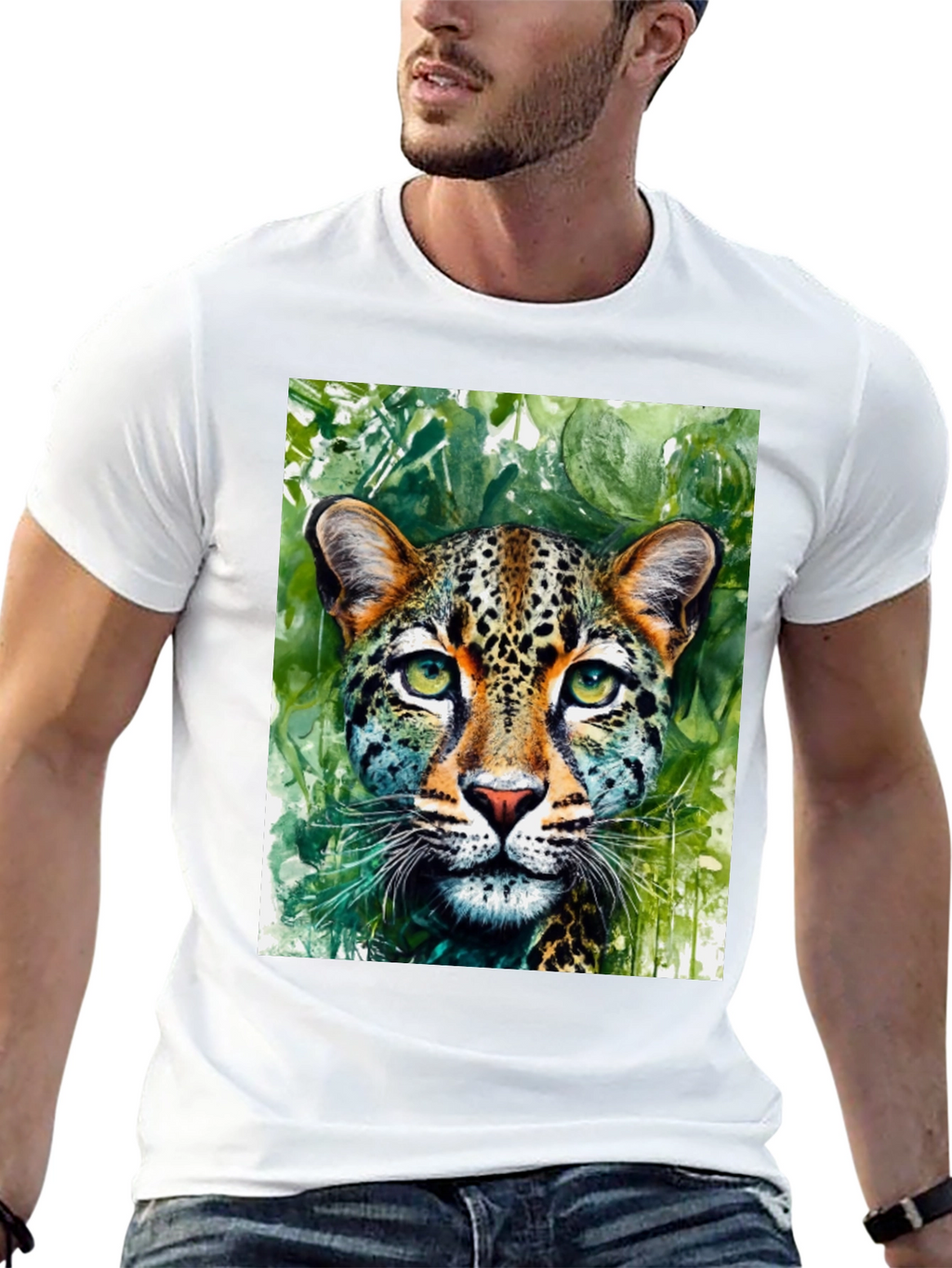 Leopard Watercolor Graphic T-Shirt